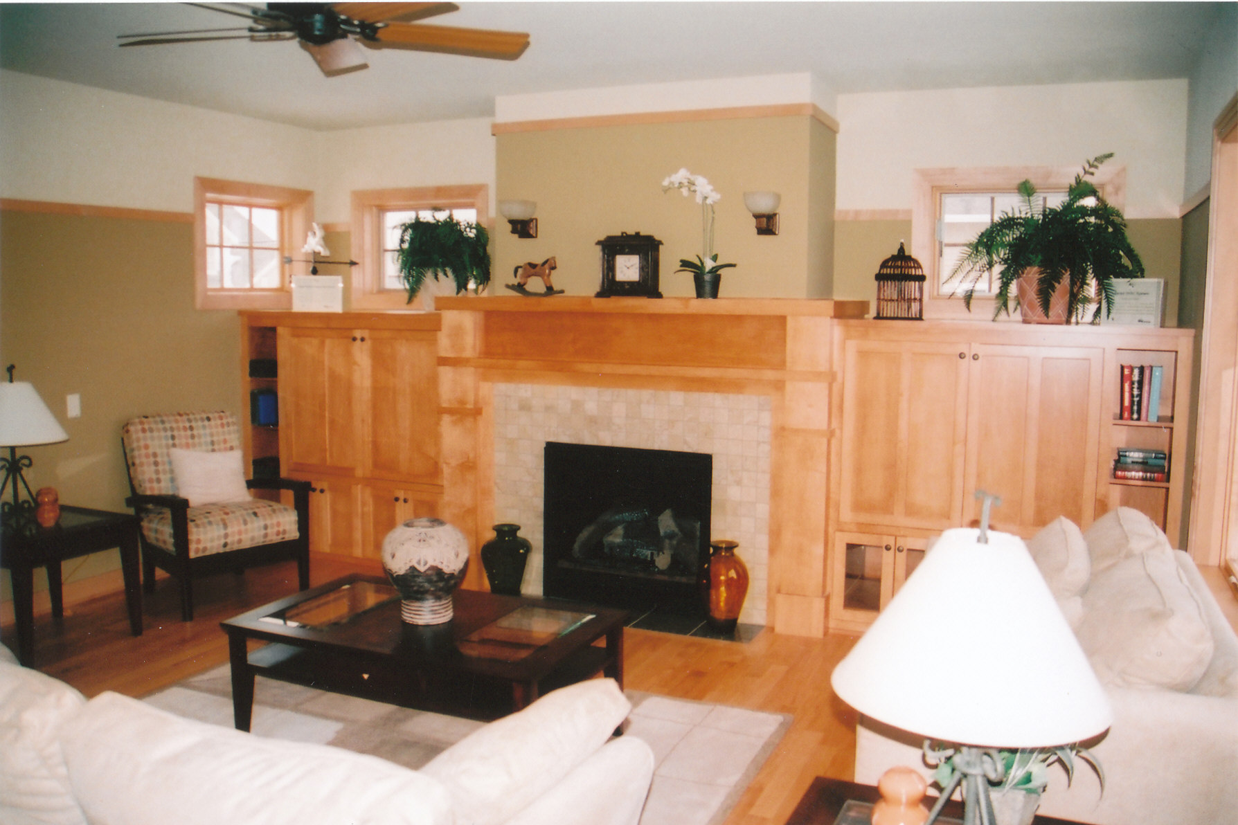 Living room with a fireplace